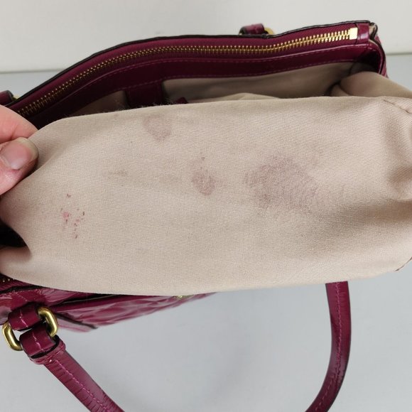 Coach Shoulder Bag Pink Patent Leather Peyton Op Art Embossed Jordan Carry All - Picture 5 of 16